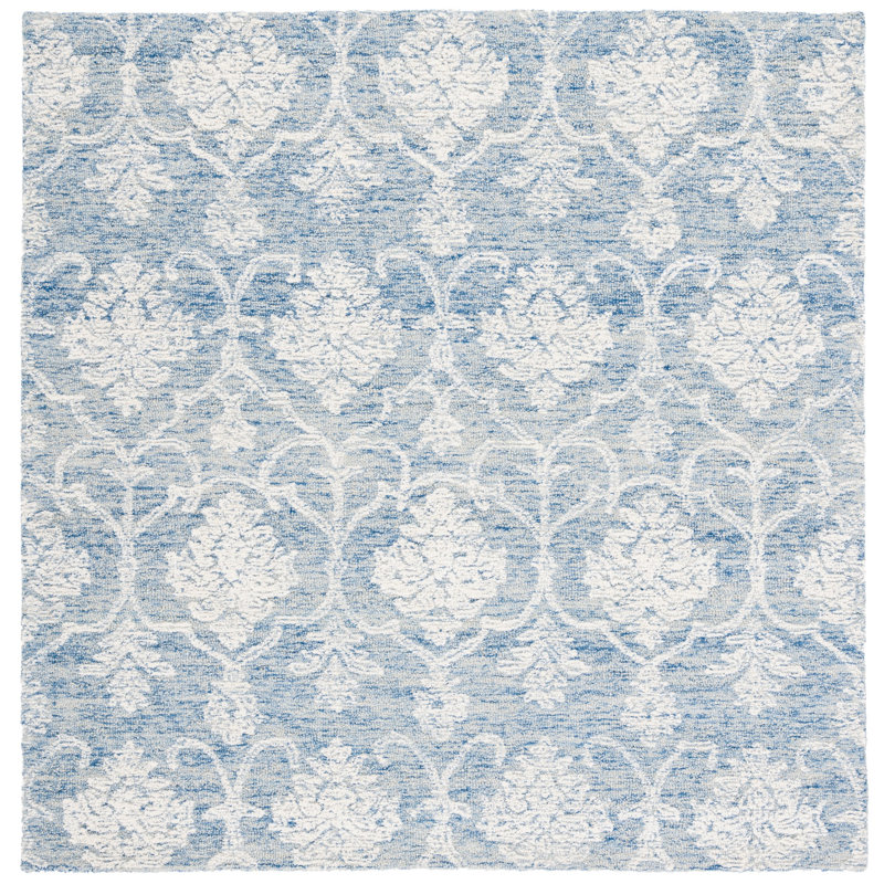 Alfret Metro Hand Tufted Indian Wool And Cotton With Latex Geometric Rug, Square 6'