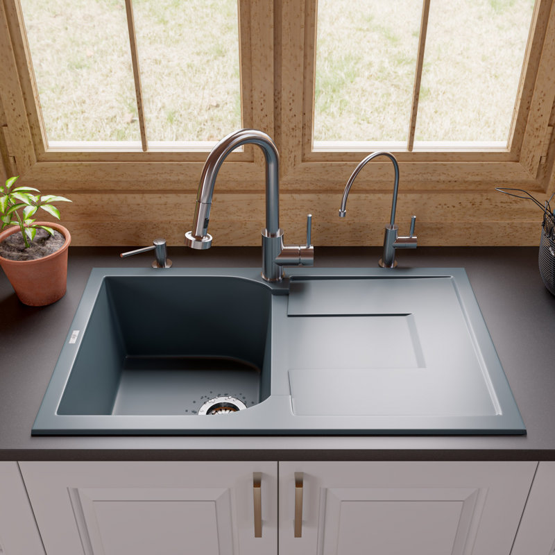 33.88'' L Single Bowl Granite Kitchen Sink