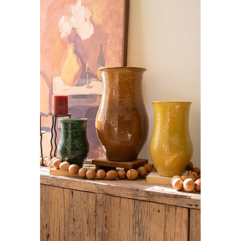  Ensemble de 3 vases de table décoratifs avec couleurs de terre assorties - H 16 po