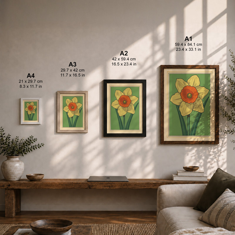 Daffodil Bold Botanical - Print, Unframed, A4 - 29.7 x 21.0 cm