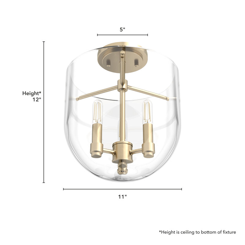 Alturas Gold Clear Glass Modern Semi-Flush Mount Light