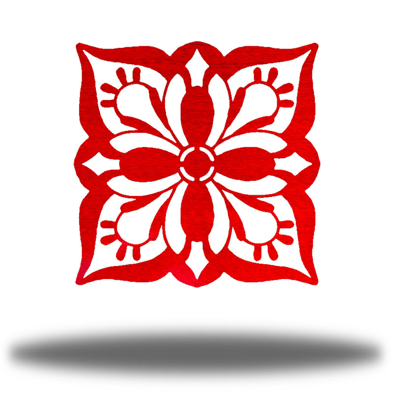 Décoration murale mandala Blossom, H 24 po x l 24 po x P 0,06 po, Rouge