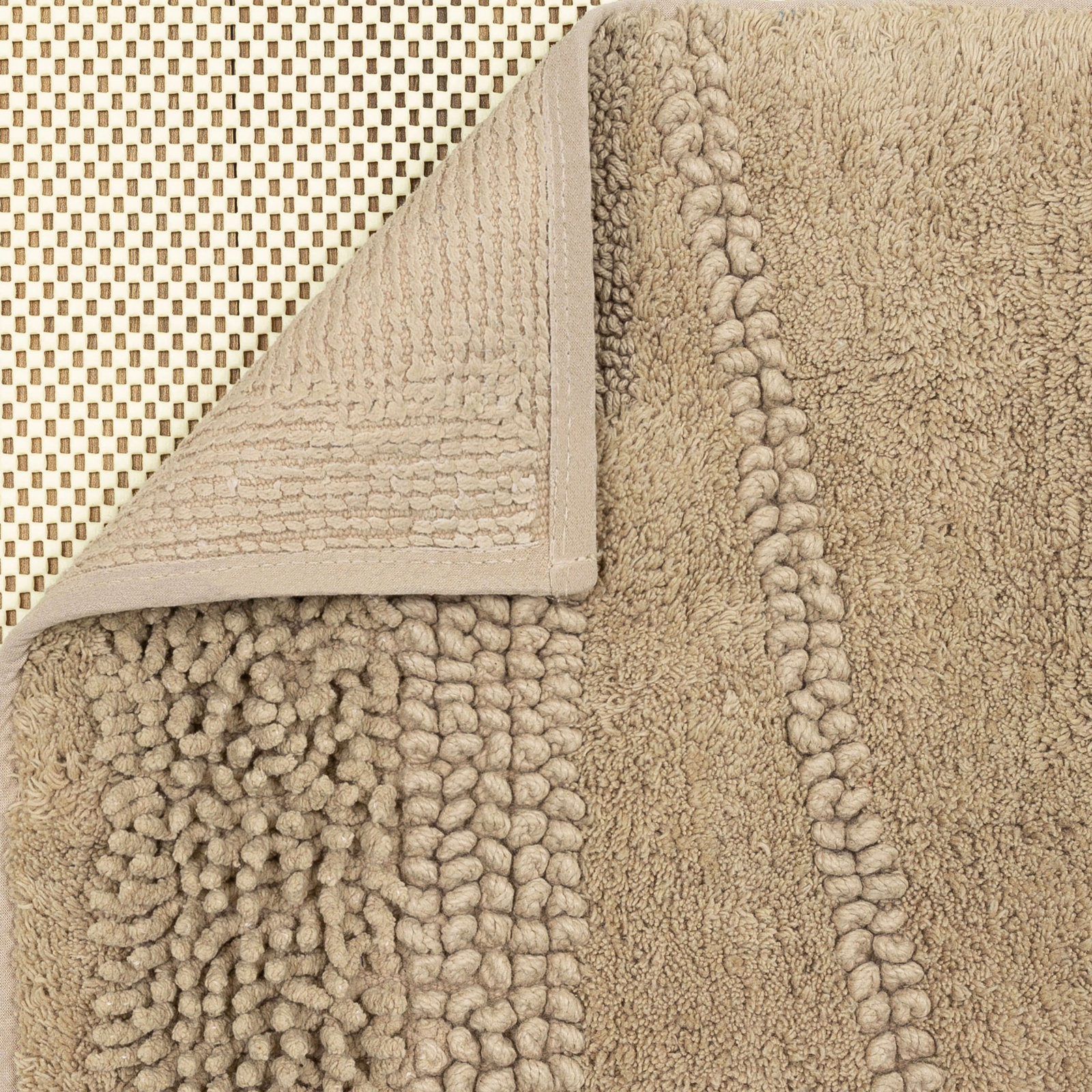 Laverne Cotton Bath Rug, 27" W x 45" L, Taupe