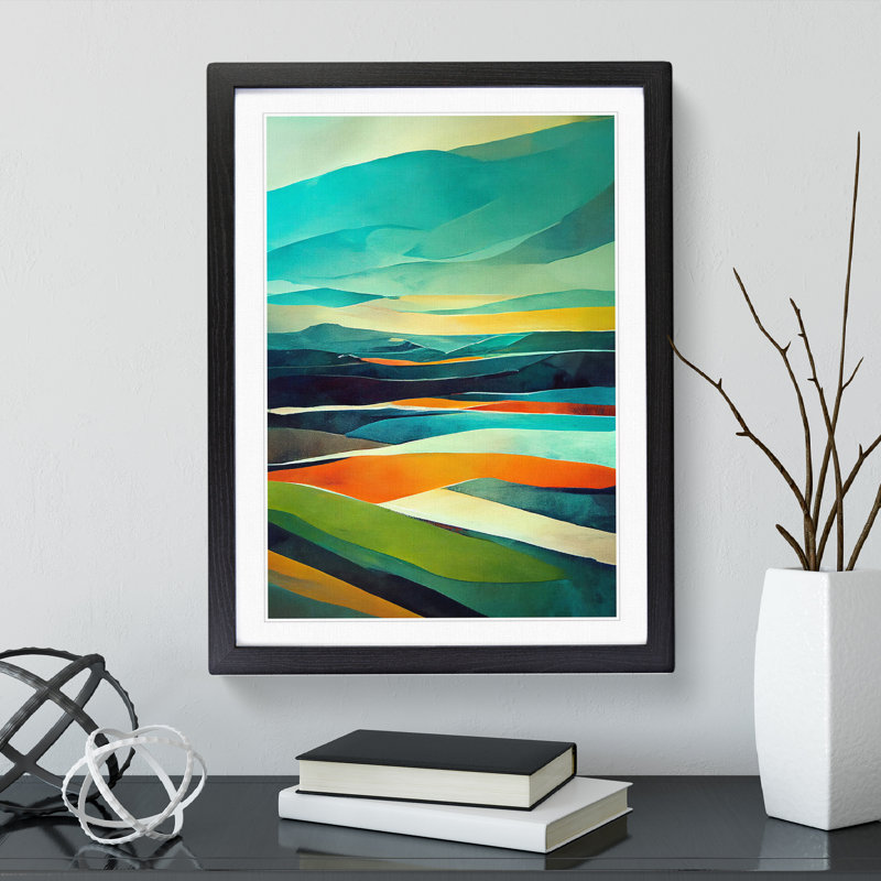 Meadow Landscape in Abstract No.4 - Framed Print, Black, 46cm H x 34cm W x 2cm D