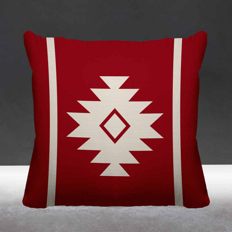 Coussin décoratif intérieur / extérieur Wapi Southwestern, L 17 po x H 17 po, Rouge