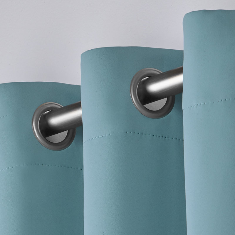 Mcmanus Room Darkening Thermal Grommet Curtain Panels, Teal, 52" W x 108" L