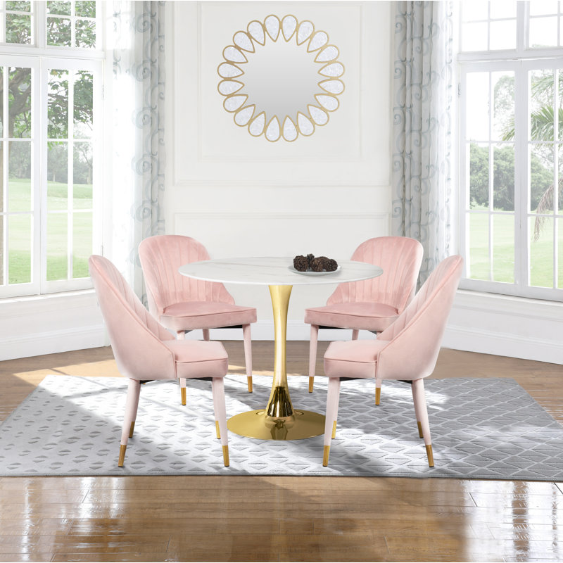 Chaise d'appoint rembourrée en velours Belle, Velours rose