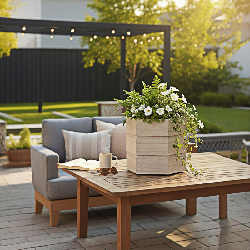 Grand pot à fleurs Hexagon Terrace - Brun cendré, H 14,26 po x l 16,01 po x P 14,89 po, Brun cendré