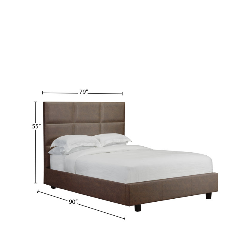 Lit plateforme tapissier Haverhill, Caramel, Très grand