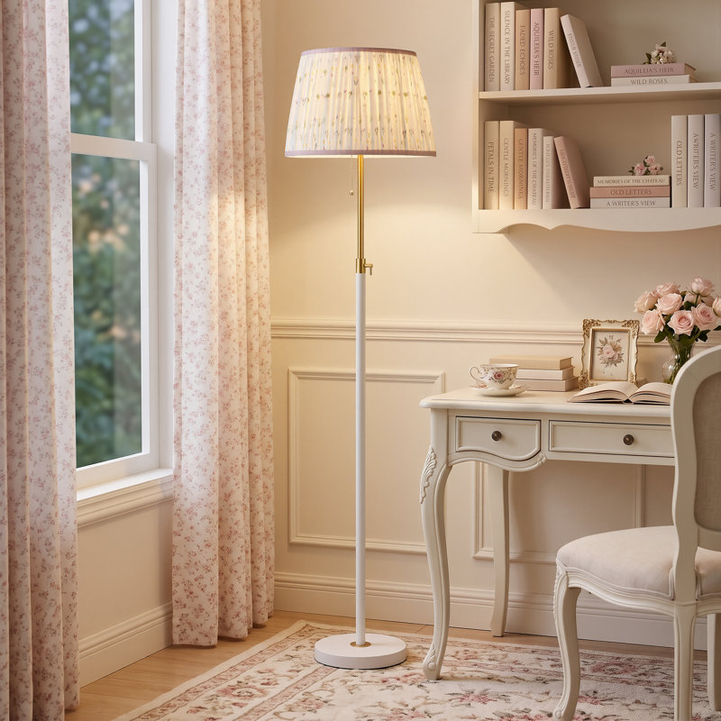 Lampe sur pied moderne réglable avec abat-jour en tissu, Rose