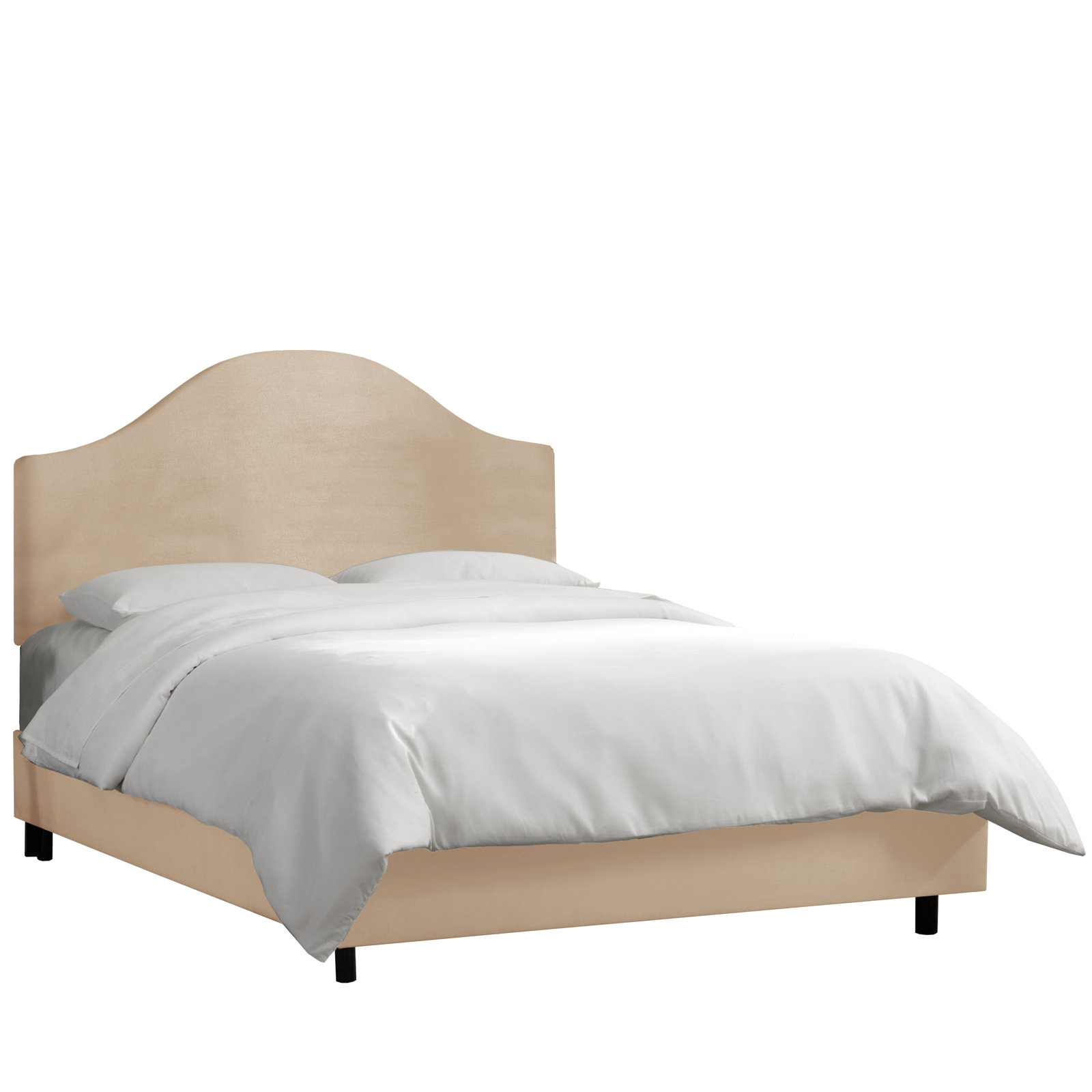 Morris Linen Upholstered Bed, Twin, Classic Pearl Performance Velvet