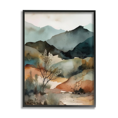 «Mountains Mood Abstract», impression encadrée sur bois par Andrea Haase
