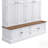 Farmhouse Hall Tree With Bench And Cabinet, 4-In-1 Entryway Organizer With Open Cubbies & Hooks For Modern Homes-1498217025