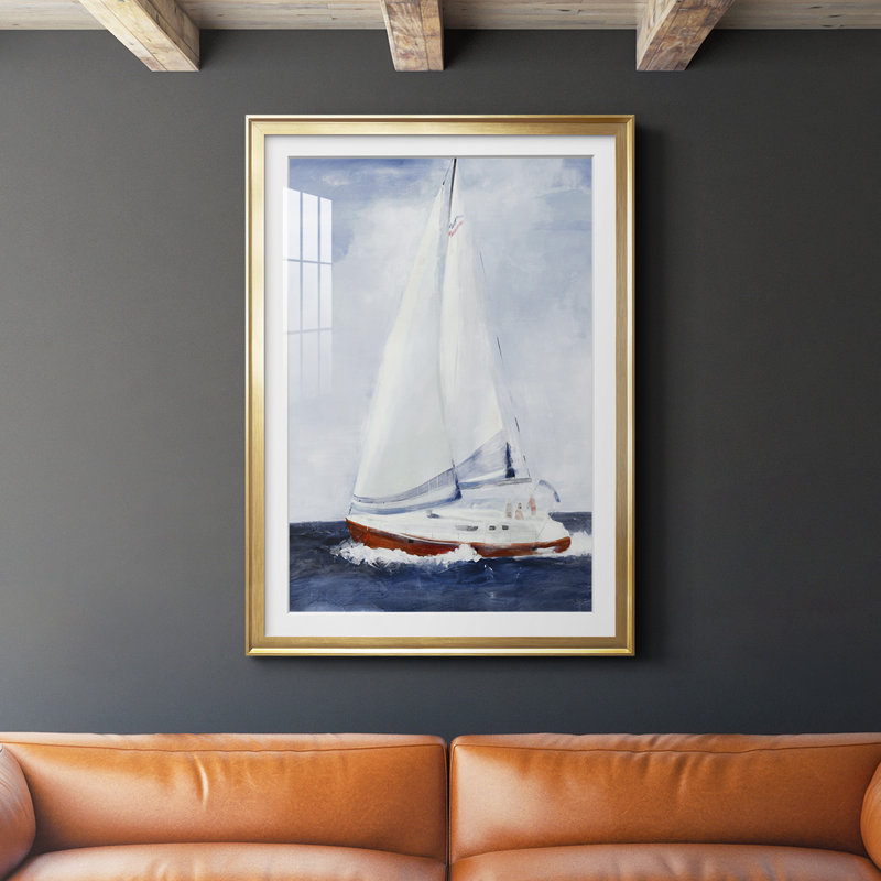 Bateau dans la mer, reproduction encadrée de qualité supérieure, Cadre doré, H 42,5 po x l 30,5 po x P 1 po