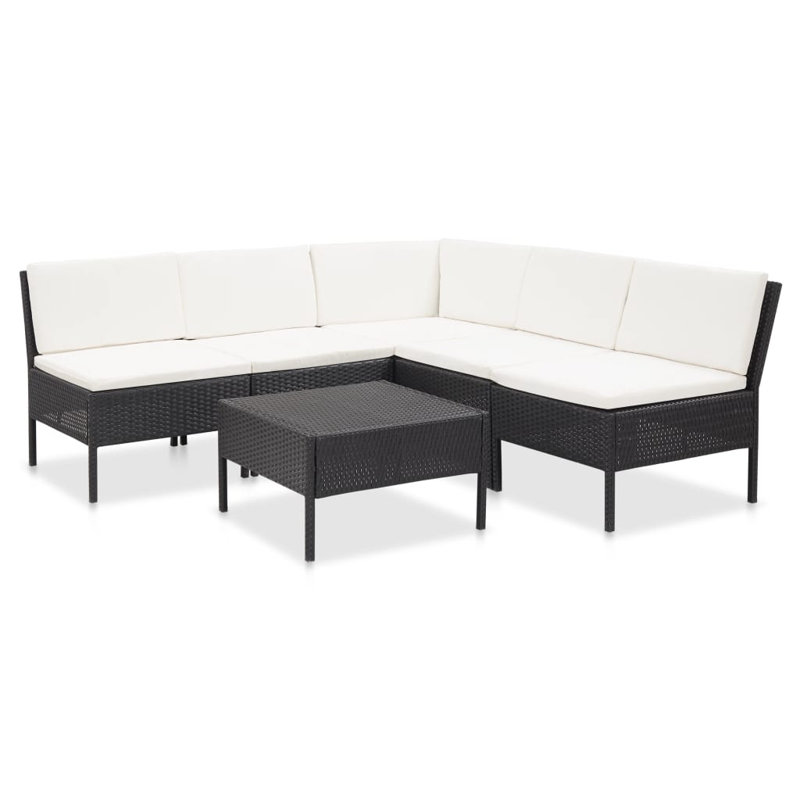 Abu-Sufyan 6 Piece Lounge Chair, Black, White