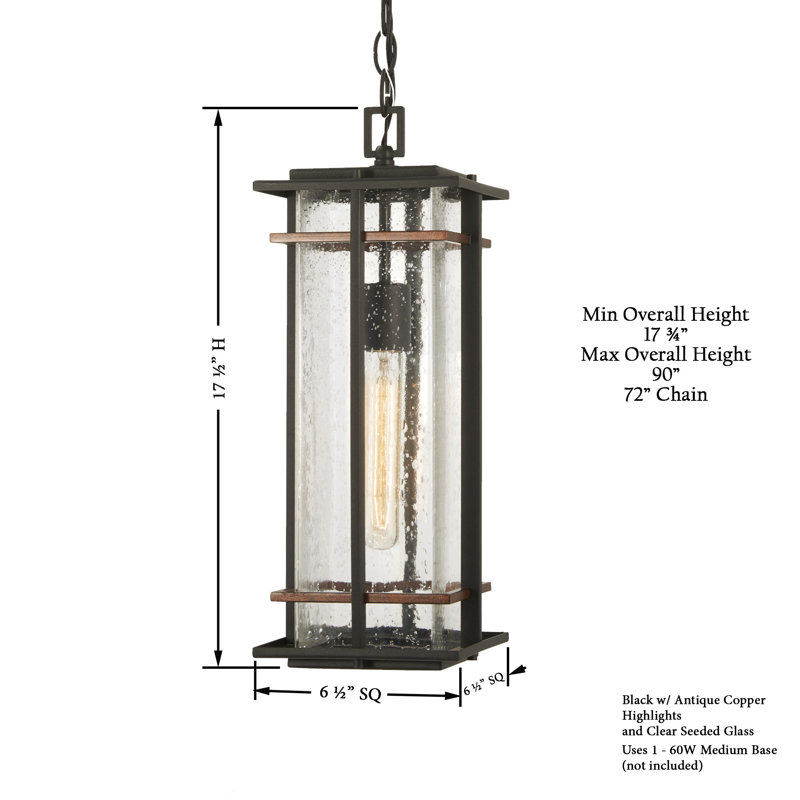 Lanterne suspendue d’extérieur h 20,25 po 1 ampoule noir Plaisance