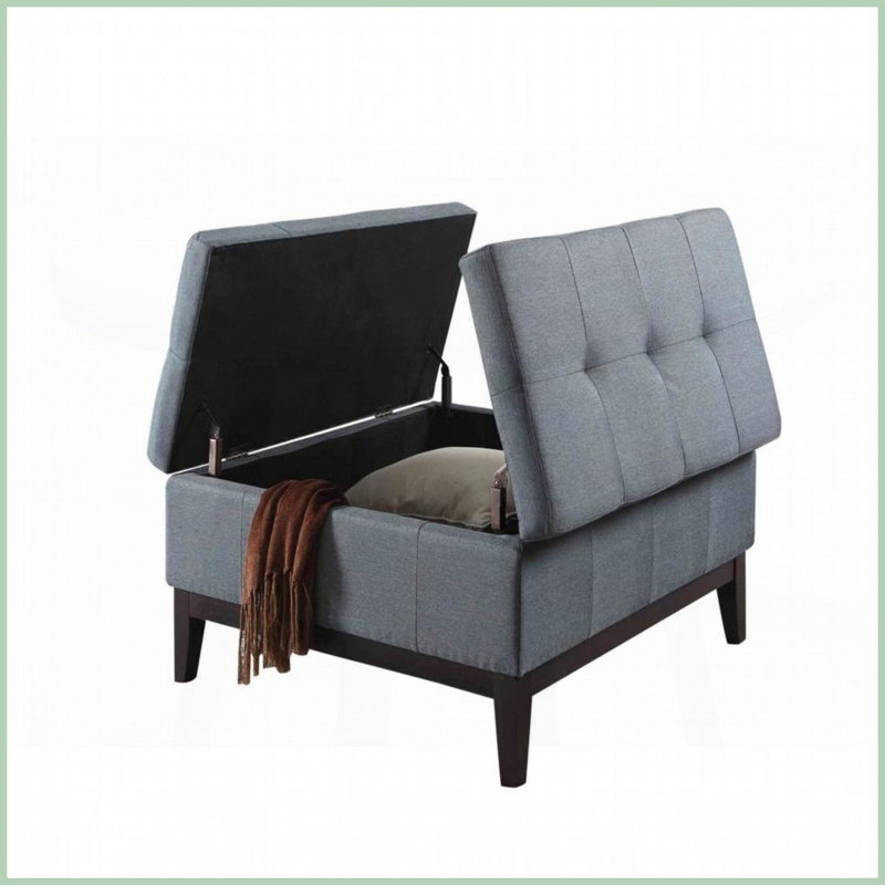 Grande table basse 18 po avec rangement à deux leviers - Structure en bois bleu gris, facile à nettoyer et à assembler