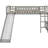 Twin Gray Loft Bed With And Slide - Stylish Comfortable, Clean Appearance, 14 Support Slats, Suitable For 6 + Years Size Ideal Limited Space, Cozy Rest Play Area, Board, Stable On Either Side