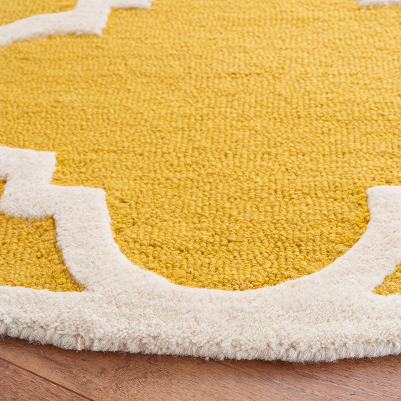 Cannen Hand Tufted Wool Geometric Rug, Round 6'
