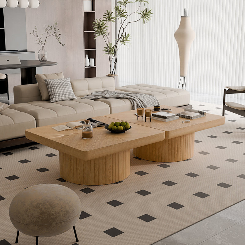 Table basse carrée 34,6 po pour le salon, Bois naturel