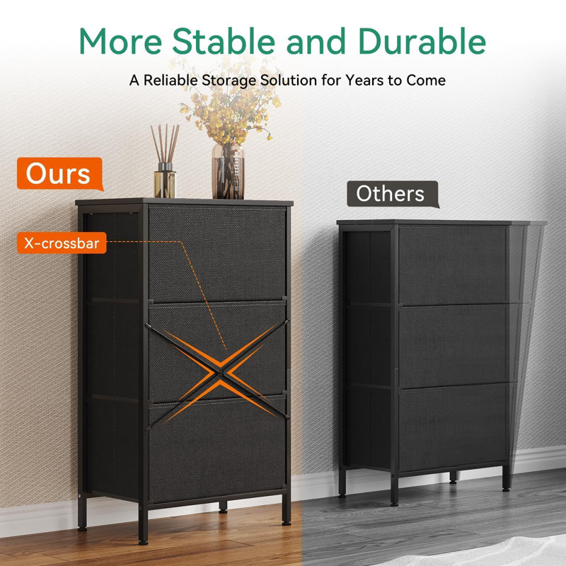 Compact Black Dresser - Multi-Functional Storage Solution For Small Spaces, Black