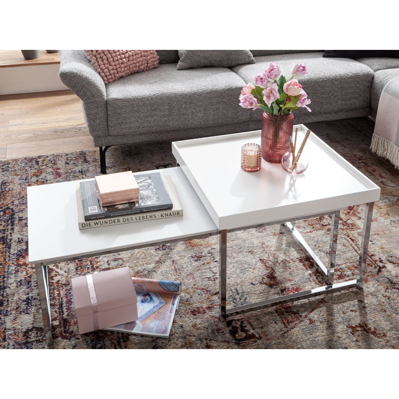 Jashelle Coffee Table, White/Silver