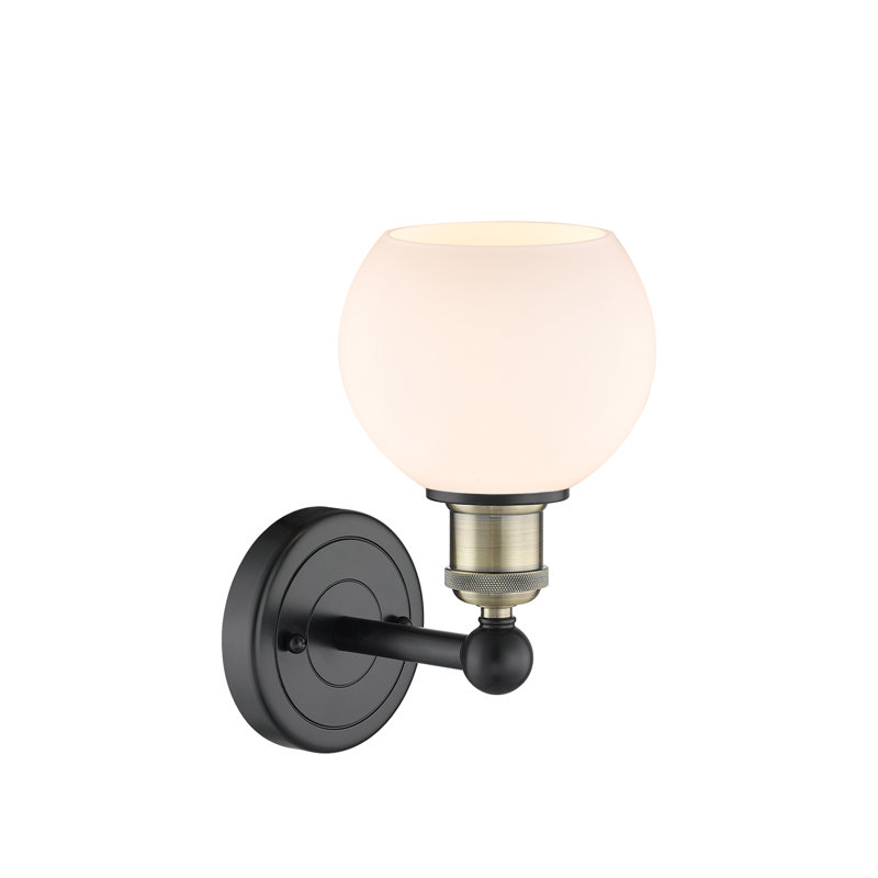 Cheboygan Armed Sconce, Matte White, Black Antique Brass