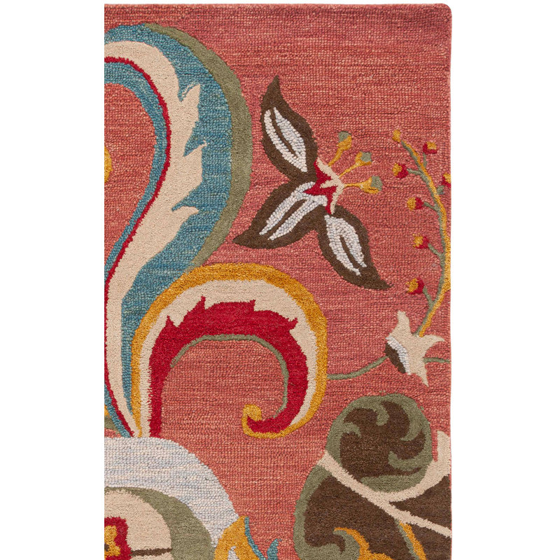 Tapis rouge en laine touffeté à la main Ferrera Jahiem, Rectangle 8 pi x 10 pi