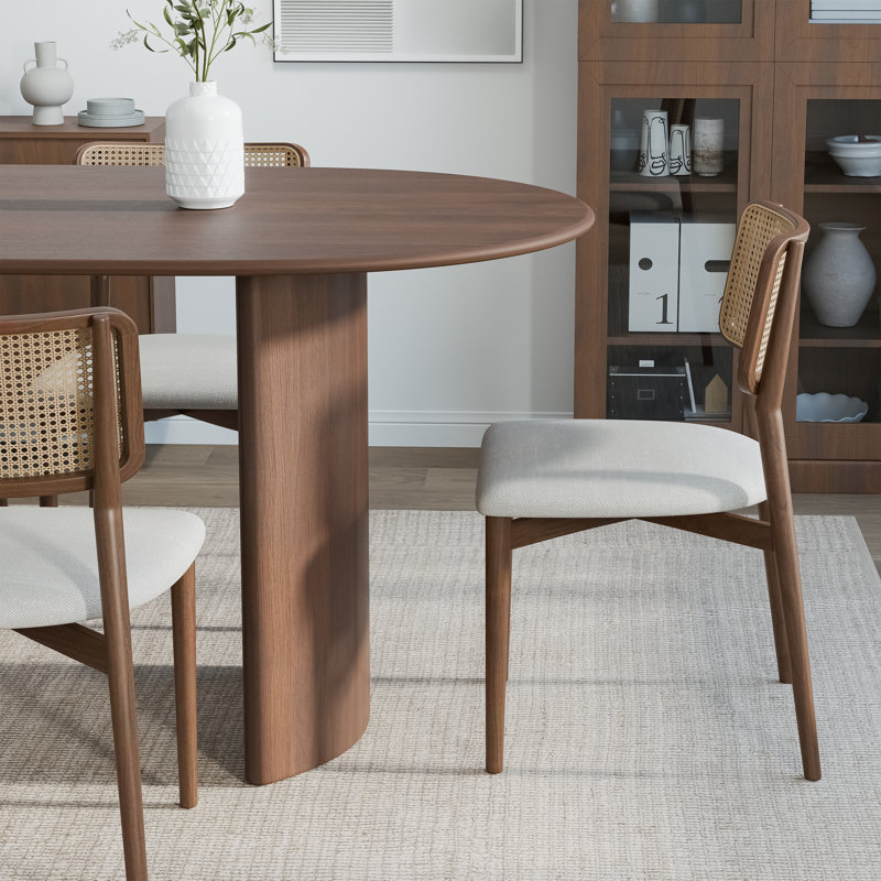 Oval Wood Dining Table with 2 Legs, 30" H x 67" L x 33.50" W, Walnut