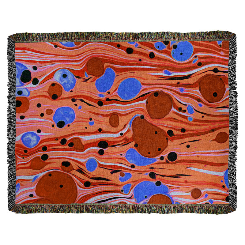 Jeté en coton tissé Katelyn Elizabeth, Orange / Bleu