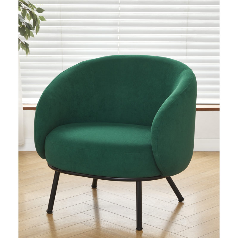 28.7'' wide velvet barrel channel armchair, Green Velvet