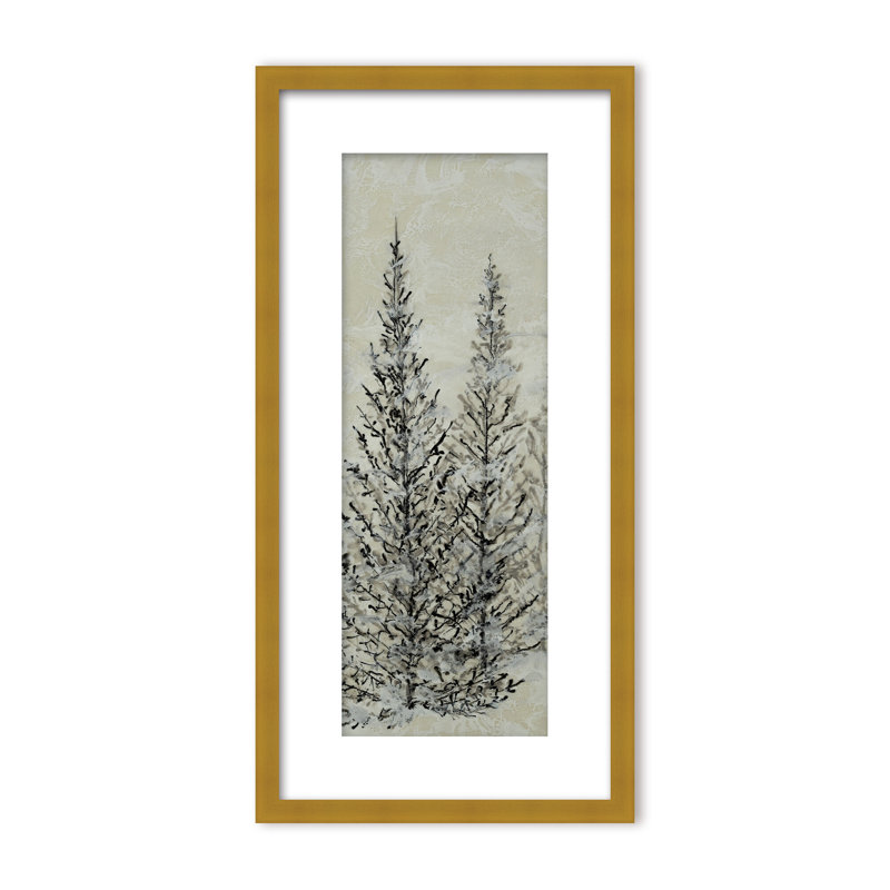 Nature Inspired "Silent Pines" Canvas Wall Art By , 24" H x 12" W x 1.125" D, Framed Matted Print, White