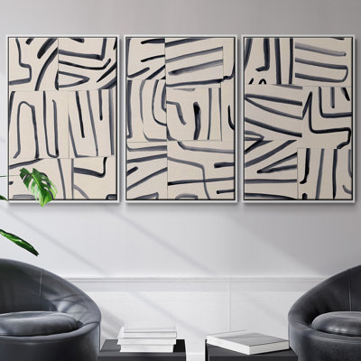 Ensemble de 3 pièces encadrées sur toile Splice Lines II