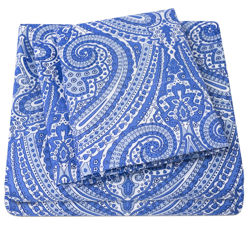 Microfiber Paisley Sheet Set, Gray, King Sheet Set with 2 Pillowcases