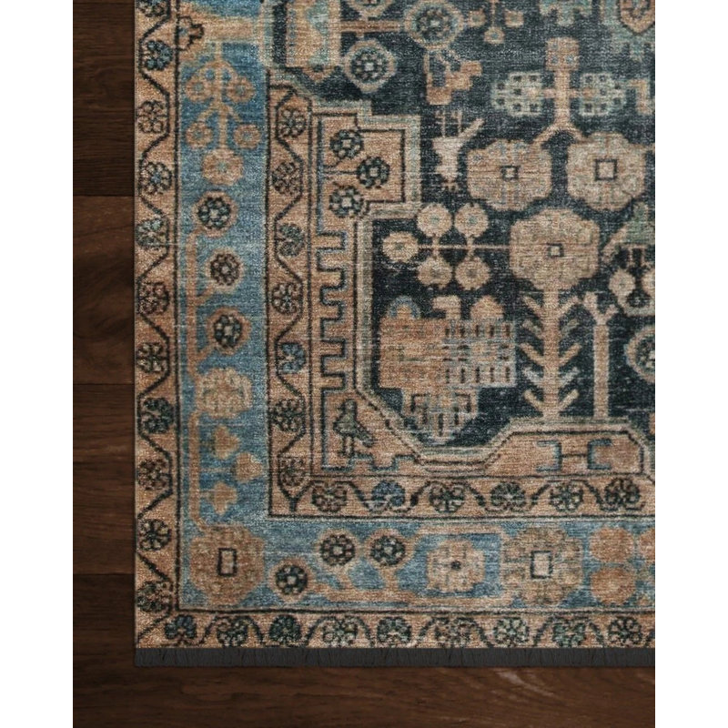 Tapis oriental en coton tissé à la machine Cece, Tapis de couloir 3 pi 4 po x 9 pi 9 po