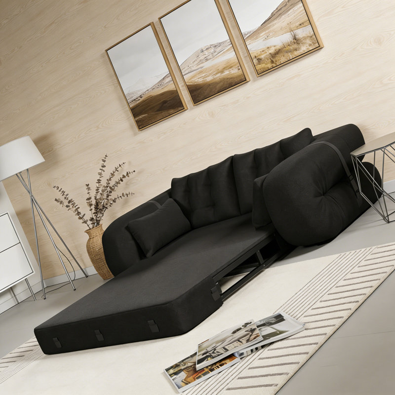 78.7" Multi-Functional Foldable Sofa Bed, Black