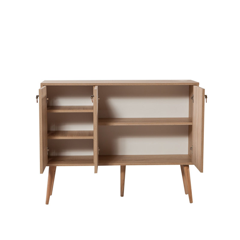 Aegeus Modern Console Table with Multi-Shelf Storage, Sonoma Oak Finish, 47.2 x 35.4 x 14.2 inches | 100% Melamine Coated Particle Board, Hornbeam Legs, UV Coating, Wall-Mountable | Perfect for Home Office & Living Room