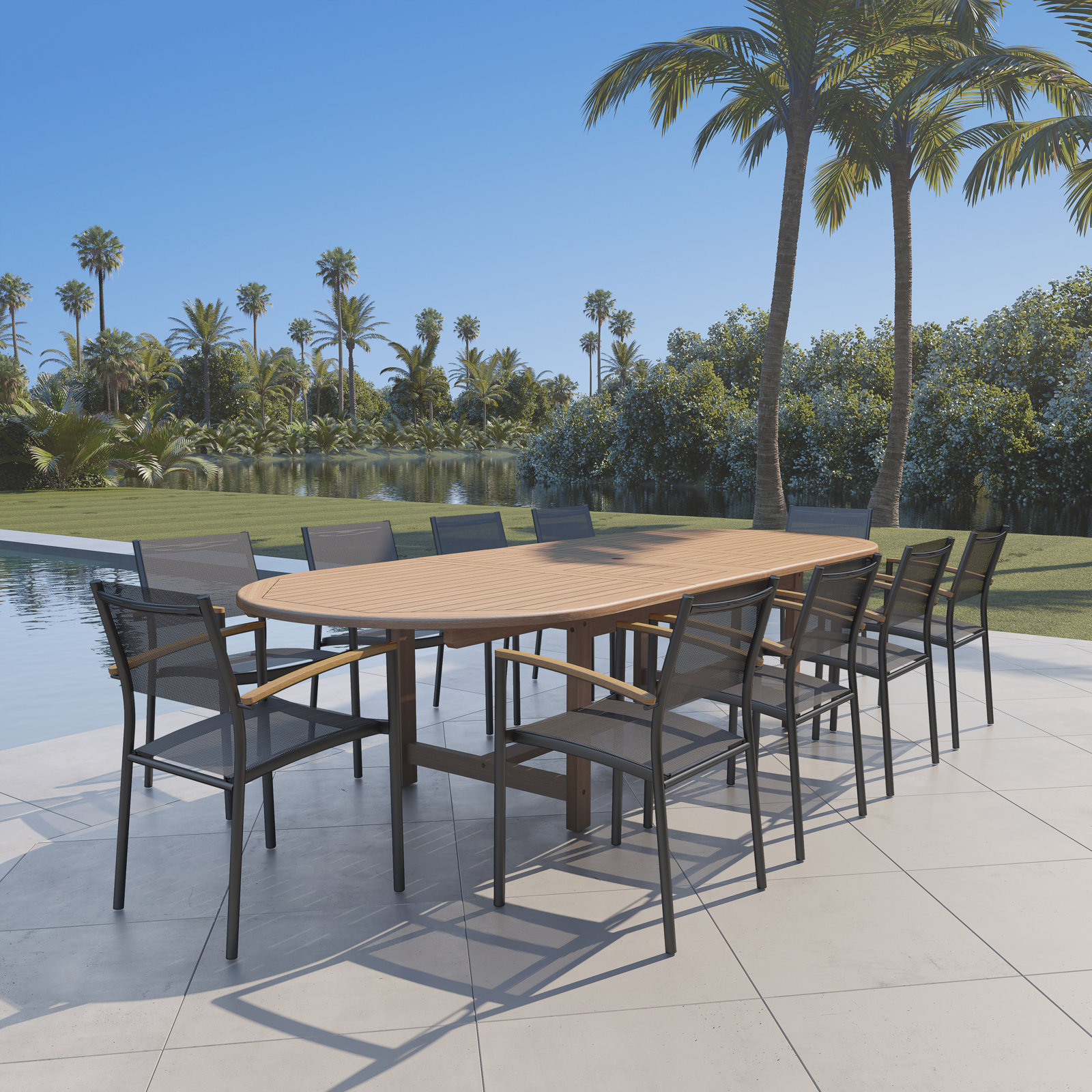 Anautica 118" Teak Patio Dining Set