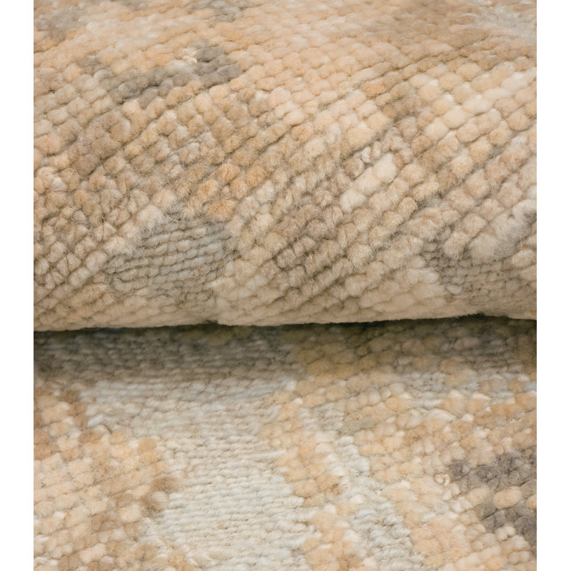 Oushak Hand-Knotted Blue Wool Area Rug, Rectangle 10'2" x 14'