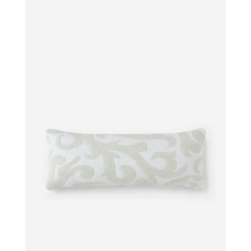 Coussin Casablanca, Motifs floraux gris nuage/blanc cassé