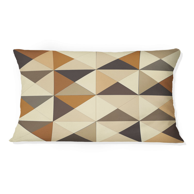 Coussin lombaire brun à motif de triangles I