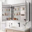 Armoire de salle de bain 36 po x 30 po avec miroir lumineux à DEL - double porte de rangement brouillard avec fonction de luminosité tactile et de température de couleur réglable, portes, 3000k 6000k, 3 tablettes,