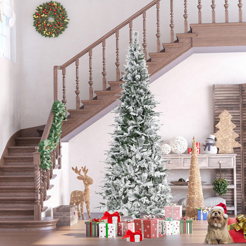 Arbre de Noël artificiel pin enneigé 9 pi avec branches réalistes et 1159 pointes, vert