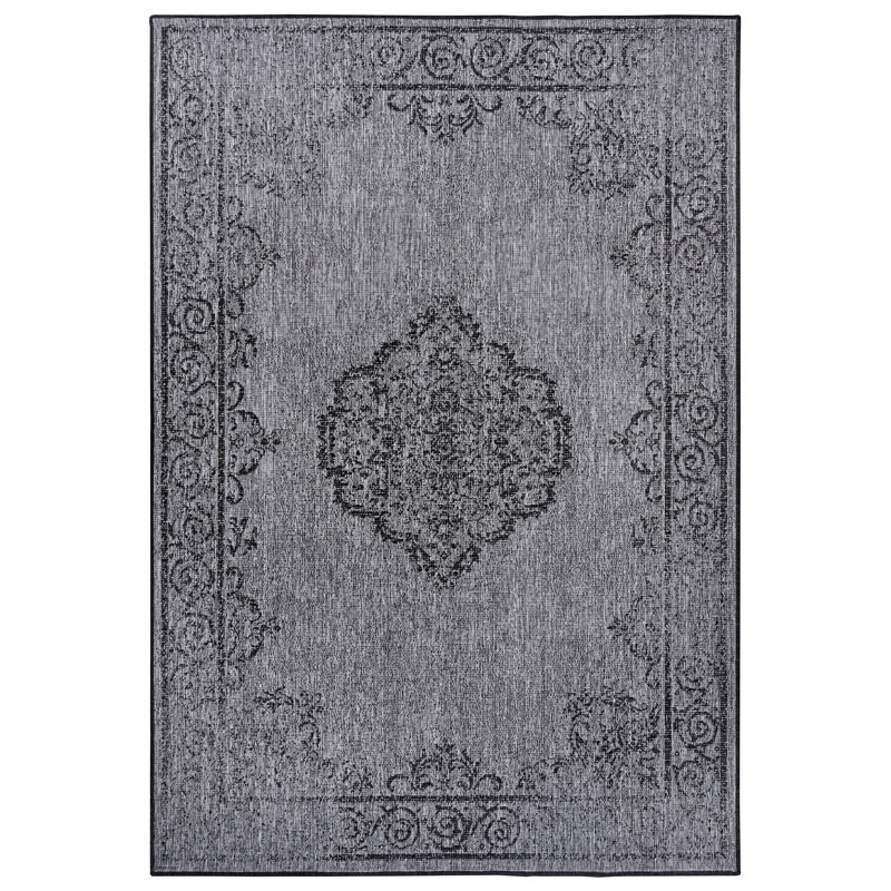 Cebu Flatweave Faded Night Silver Rug, Rectangle 120 x 170cm