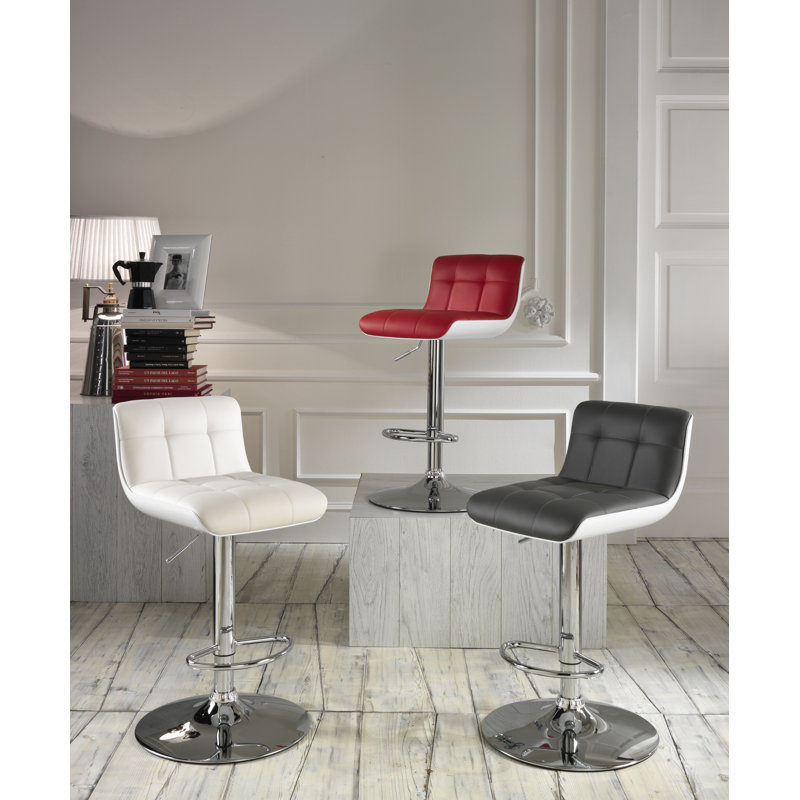 Wooley Height Adjustable Swivel Bar Stool, White