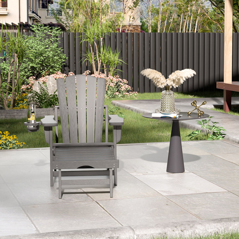 Azariyah Outdoor Folding Adirondack Chair With Ottoman, White