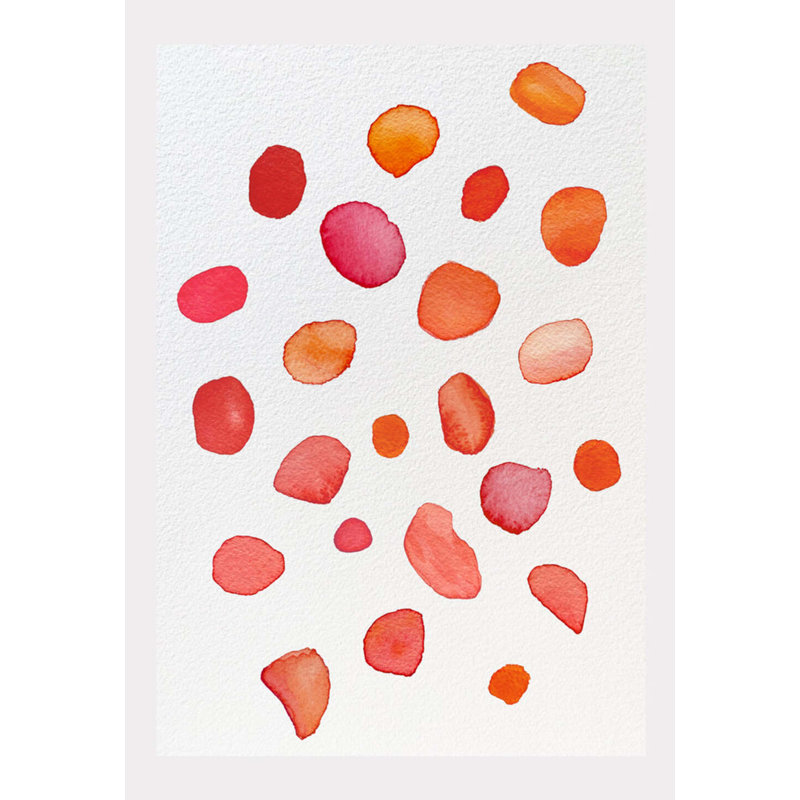 Reproduction d'art: pétales de rose sur fond écru, H 11 po x l 8,5 po x P 0,1 po