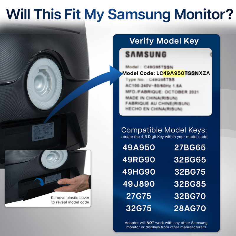 Vivo Short Recessed VESA Adapter Designed For Compatible Samsung Monitors