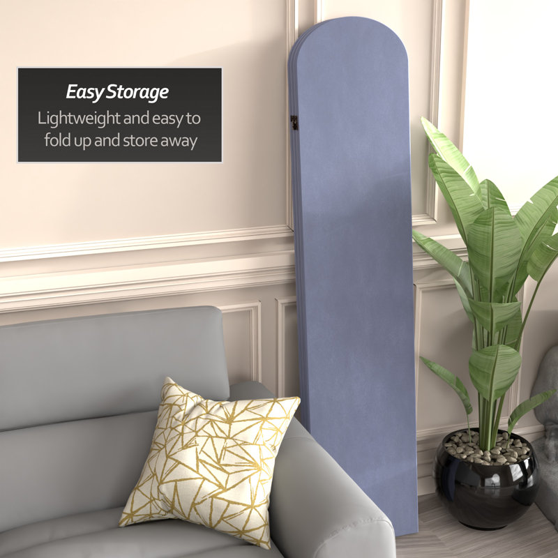6 Ft. Classic Arch Velvet Room Divider Blue 3 Panel, Lilac