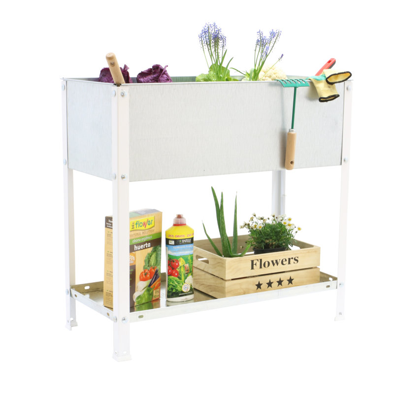 Ambere Metal Potting Bench, 85cm H x 90cm W x 60cm D, White